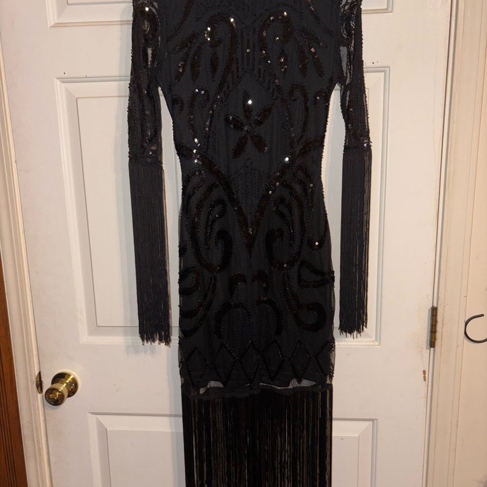Glamorous Black Sequin Long Sleeve Dress
